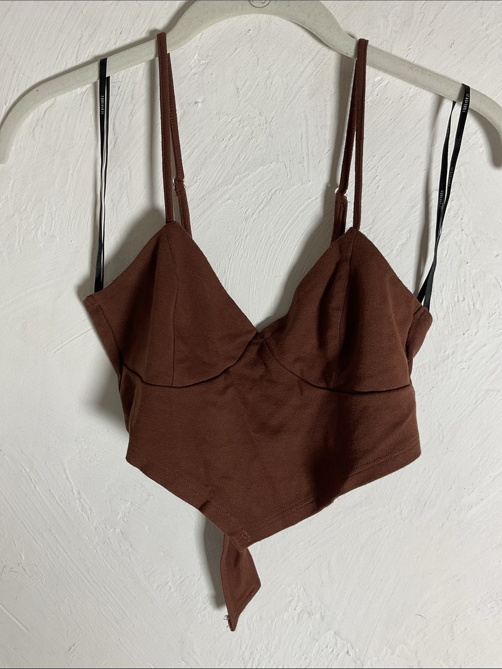 Forever 21 Brown Back Tie Handkerchief Corset Crop Top Size S